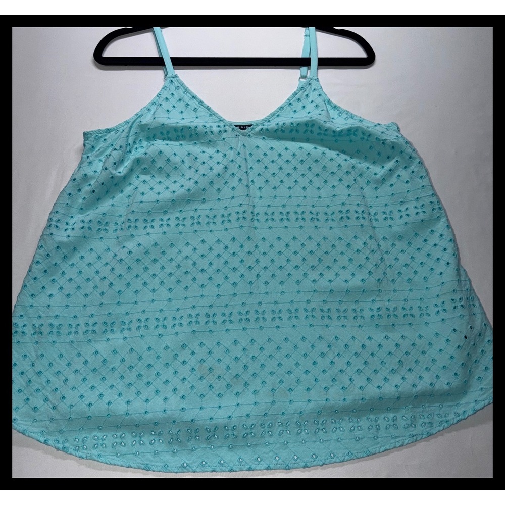 Torrid‎ Cami Top Womens 0 Blue Eyelet Cotton Rayon Boho Summer